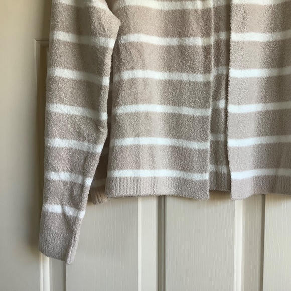 Barefoot Dreams CozyChic Lite Striped Cardigan Stone/Pearl SZ XL - Picture 6 of 16